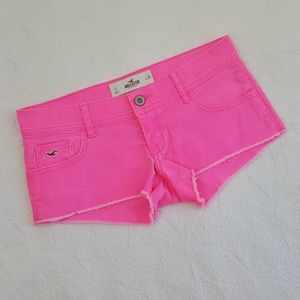 Hollister Neon Pink Stretch Denim Shorts Sz 3 w26